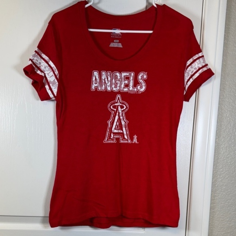 Los Angeles Angels Baseball Round Neck Red S/S Shirt Size Small EUC #5848